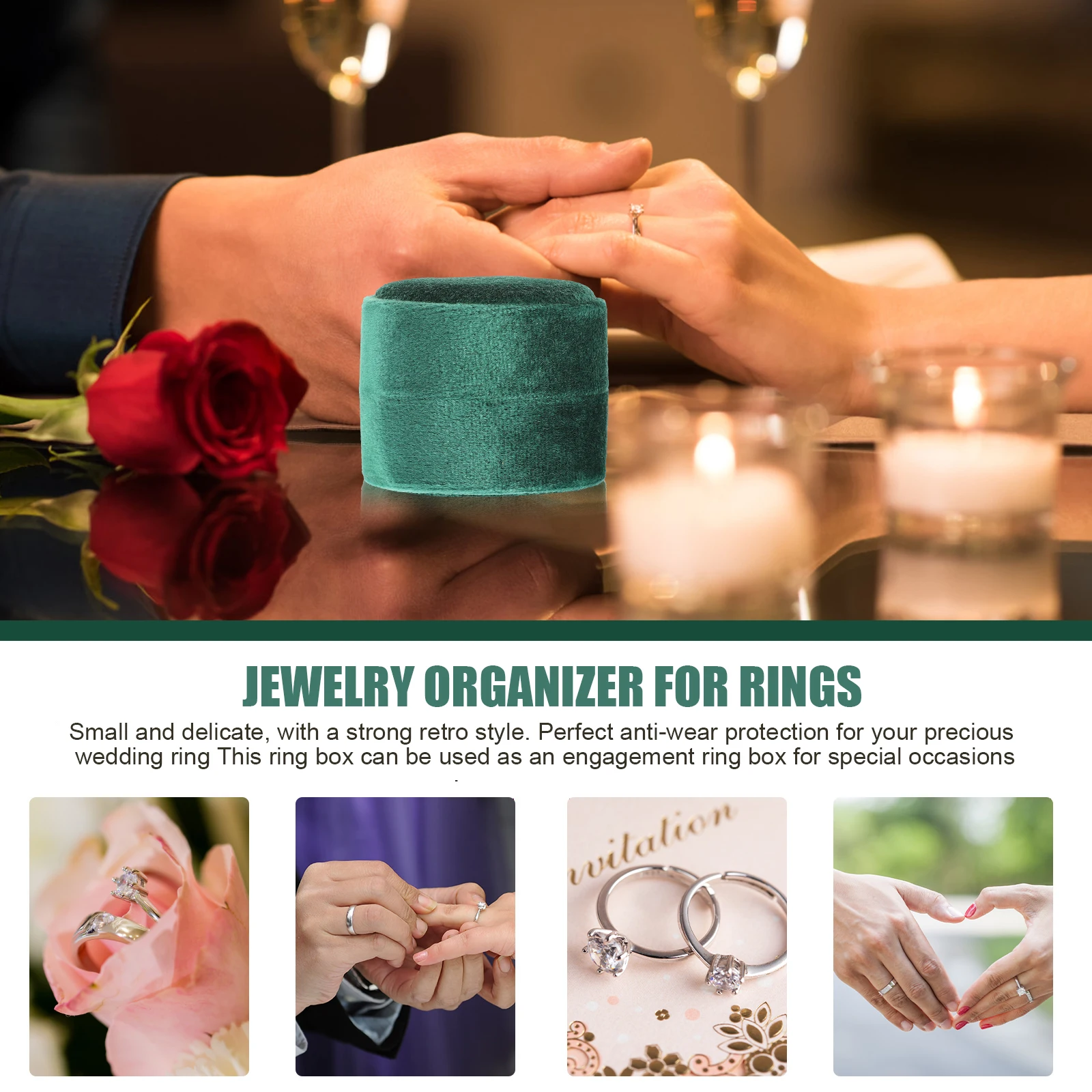 

Couple Ring Box Travel Jewelry Organizer Small Case Velour Boxes For Storage The