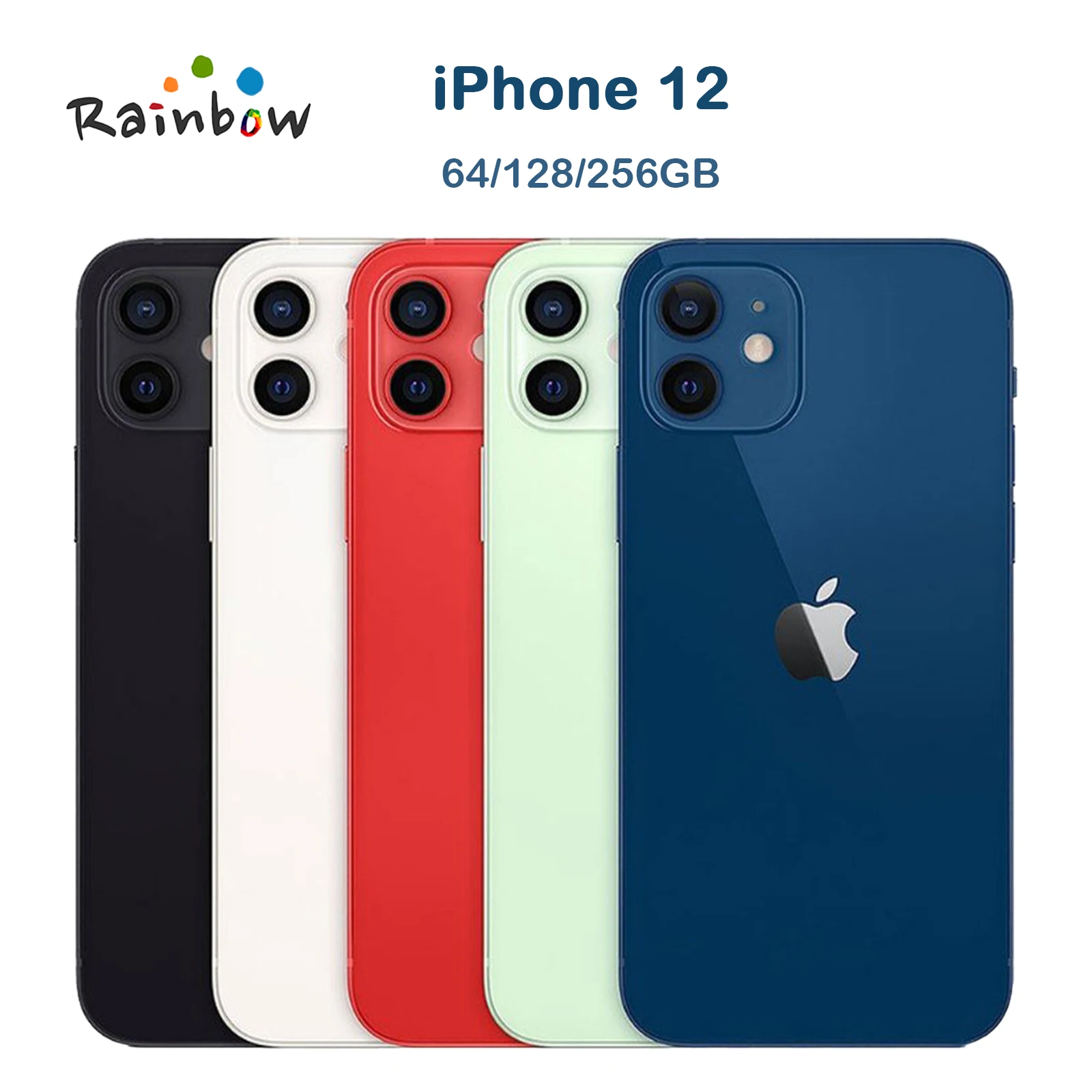 Original iPhone 12 5G 64GB/128GB/256GB LTE teléfono móvil IOS A14 Bionic Hexa Core 6,1 ''Dual 12MP Face ID e-Sim 4GB RAM NFC