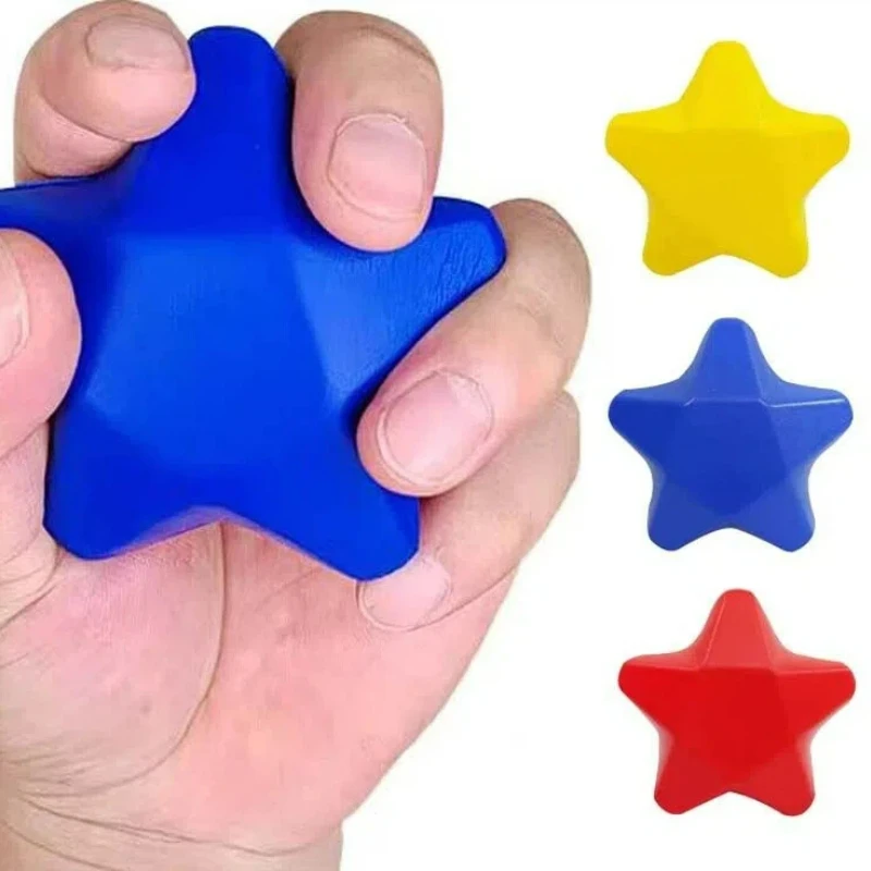 Bola de agarre de alta elasticidad en forma de estrella, masajeador de agarre para fortalecimiento de los dedos, ejercitador de dedos, bola de espuma, dispositivo relajante para apretar