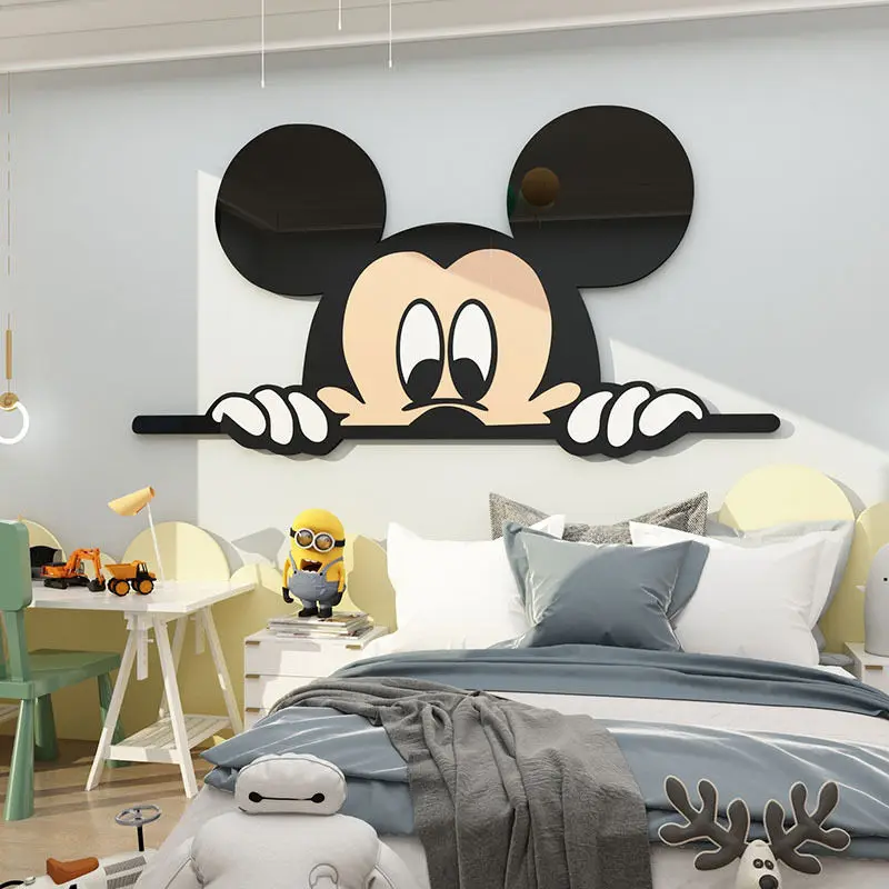 Imagem -04 - Adesivo de Parede com Mickey Mouse Cartoon Kawaii Faça Você Mesmo 3d Acrílico Espelho para Quarto de Crianças Sala de Estar Decoração