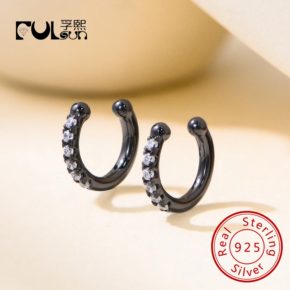 

Женские серьги-манжеты U-образной формы с простым бриллиантом и цирконом из стерлингового серебра 925 пробы с позолотой 14 карат