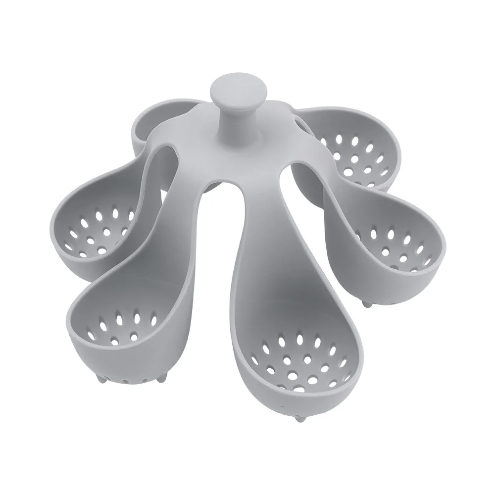 Boiled Egg Holder Silicone Egg Steamer Tray Kitchen Accessories Steamed Eggs Tray Silicone Egg Boiler with Anti-scald Handle