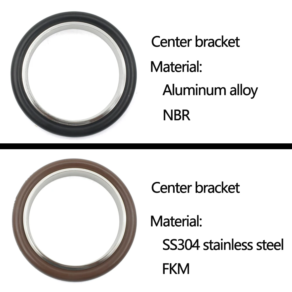 KF16, KF25, KF40, KF50 Aluminium KFVakuumklemmen, KF-Vakuumklemmen aus Edelstahl 304, mit oder ohne Halterungen + NBR/FKM-O-Ringe – Detail 1