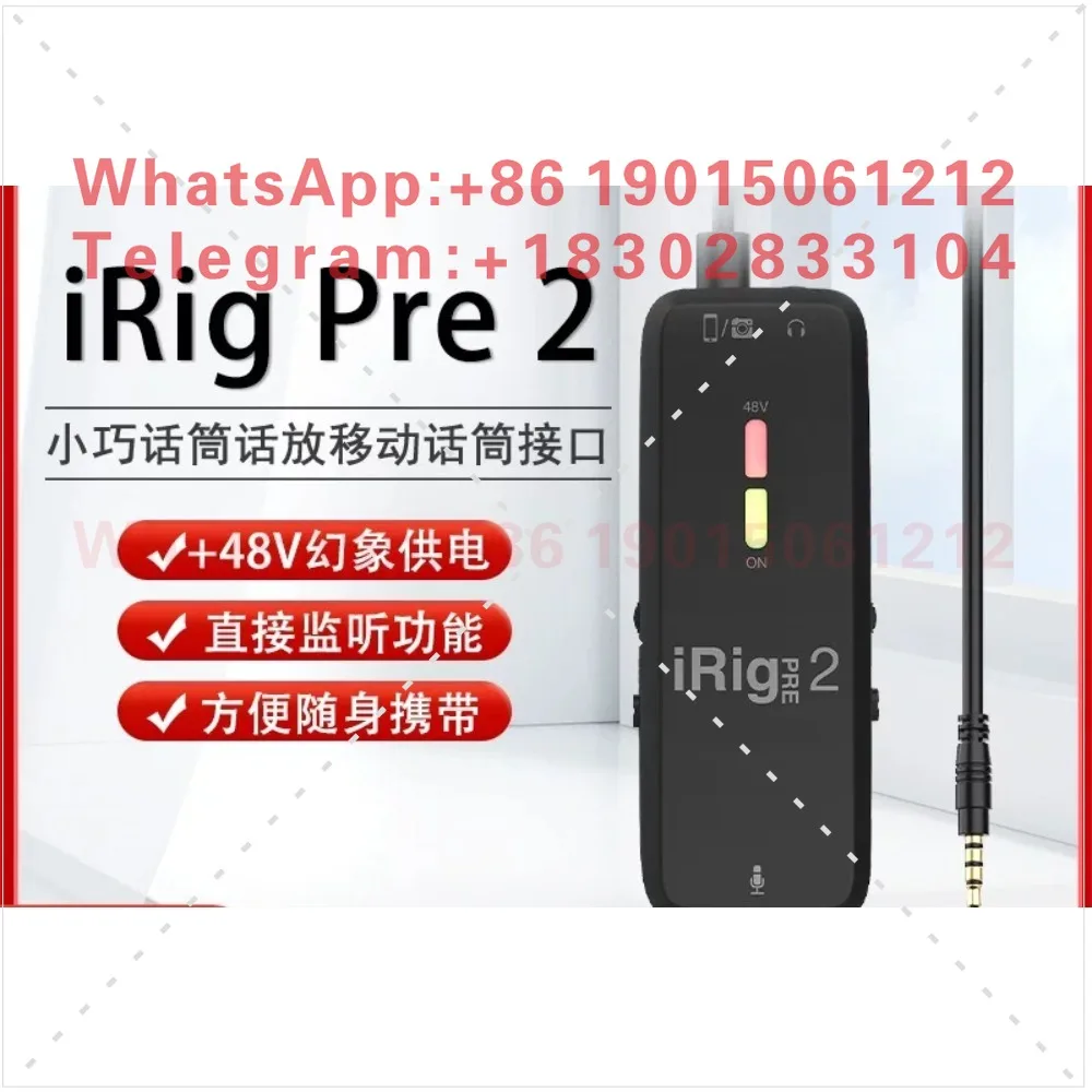 IK Multimedia iRig Pre2 48V Microphone Amplifier, Dynamic/Capacitor Amplifier, Battery