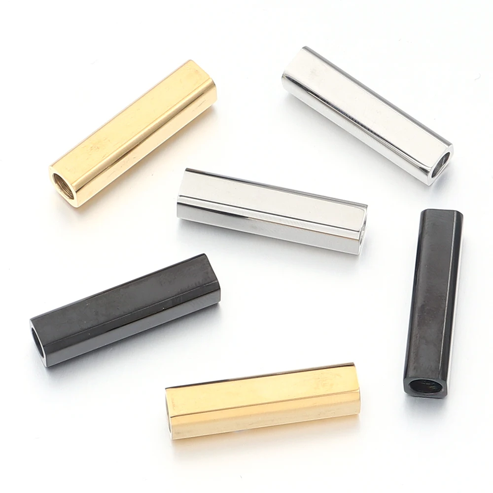 2 قطعة/الوحدة صالح 4 مللي متر الجلود حبل المشابك الفولاذ المقاوم للصدأ مربع مشبك ل قلادة سوار موصلات DIY بها بنفسك صنع المجوهرات #4