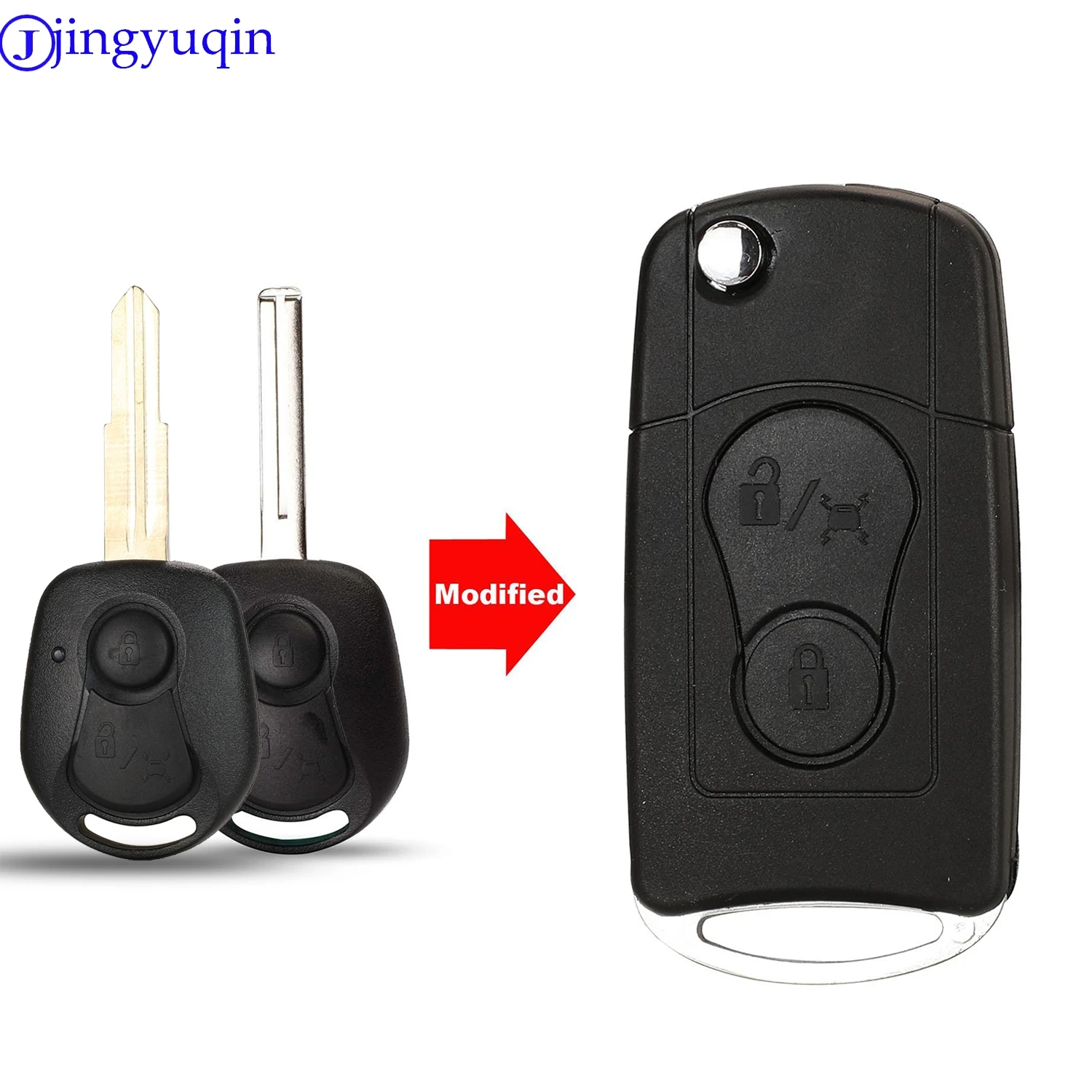 

Jingyuqin дистанционный складной чехол для автомобильного ключа, чехол-брелок для Ssangyong Actyon SUV, 2 кнопки, модифицированный