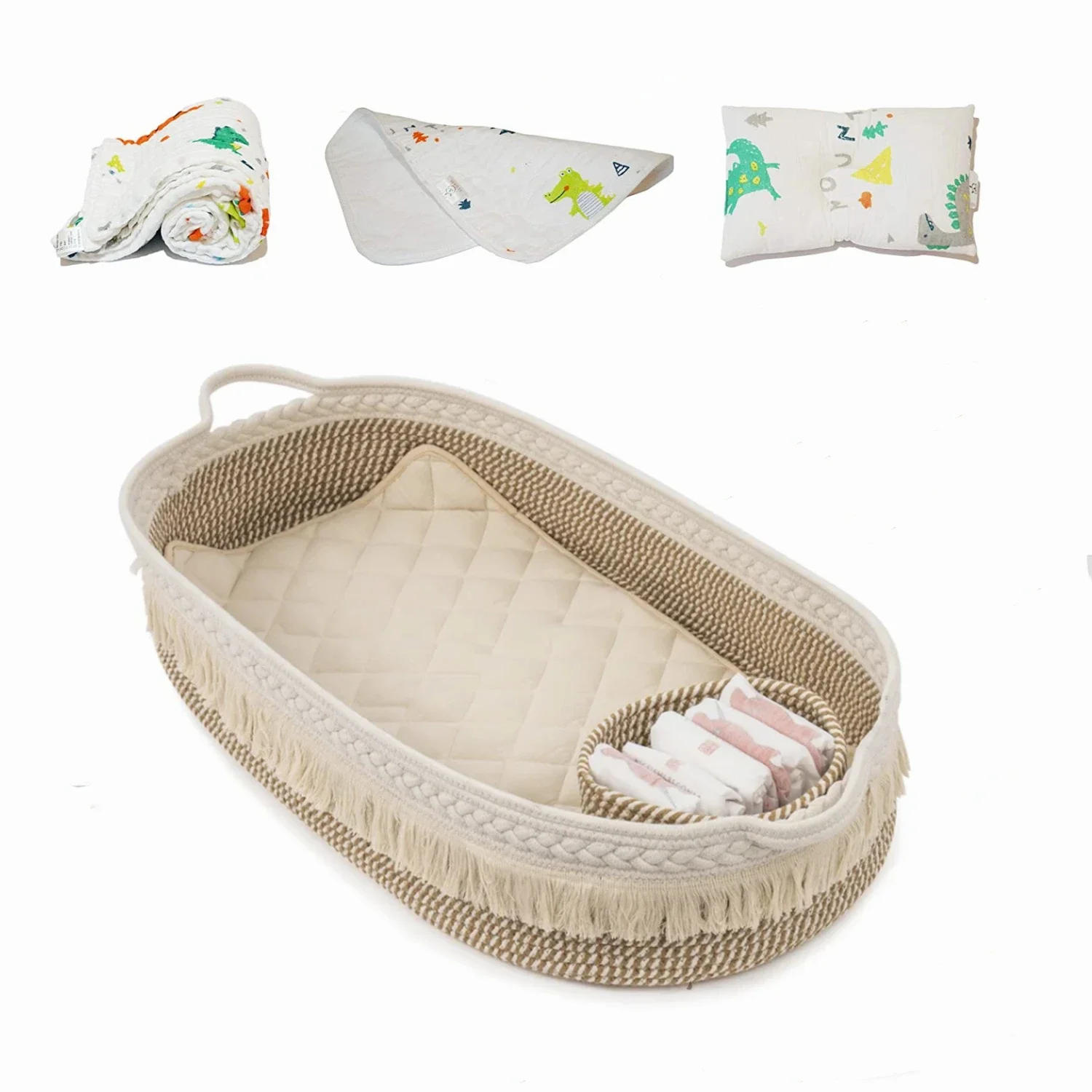 Cotton cord with soft baby changing mat travel changing table nursery decoration
