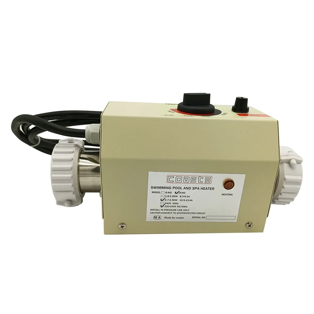 3KW Electric Water Heater Adjustable Thermostat for Swimming Pool SPA Hot