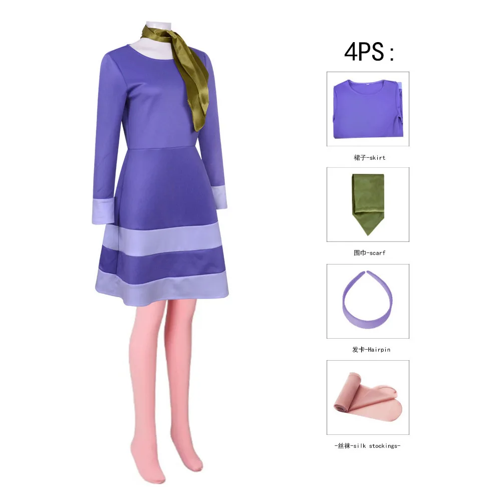 Cosplay Dresses Anime Daphne One Piece Costume Cartoon Doo Where Are You Woman Dress Carnival Stage Party Outfit 2024 Vestido