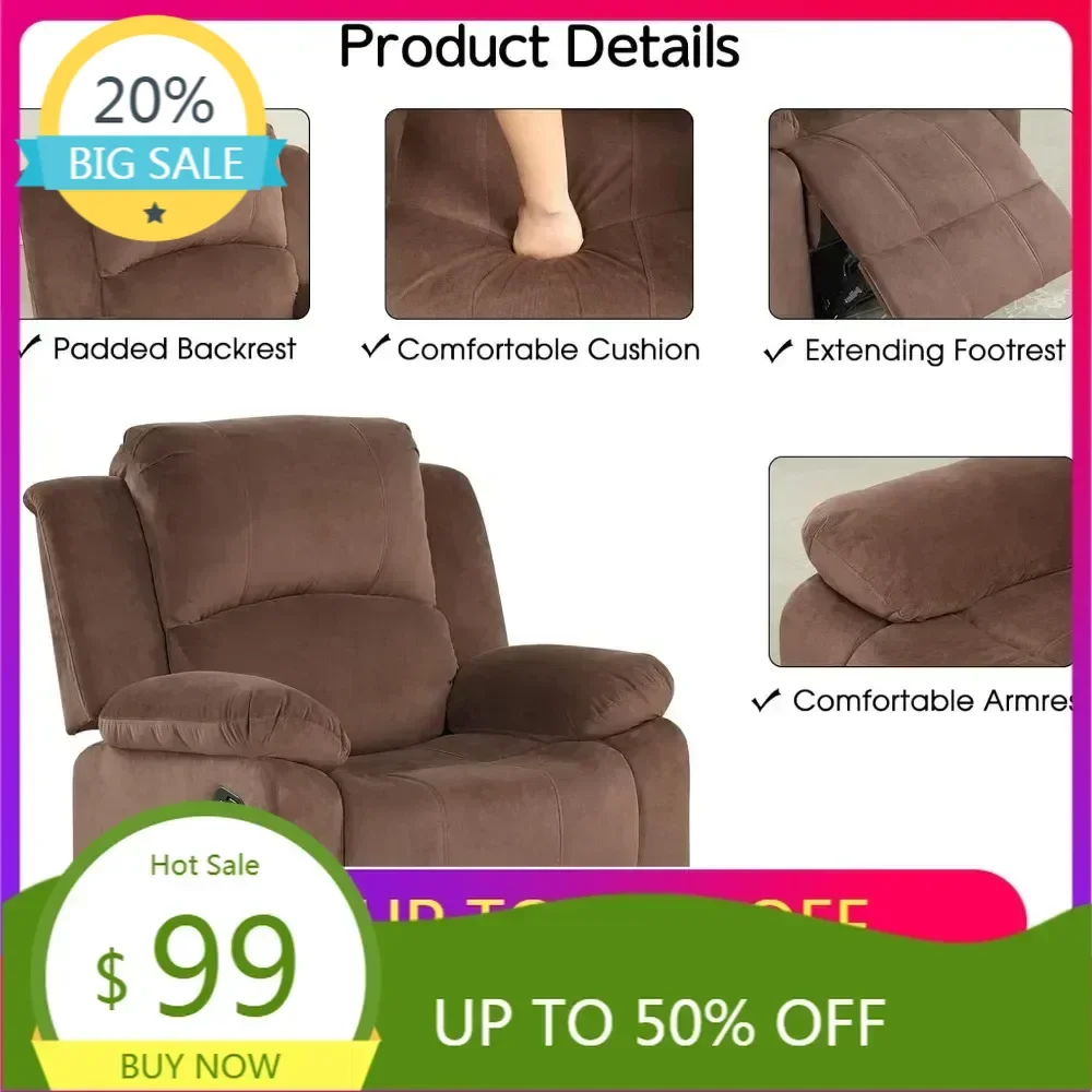 

Бестселлер: Удобное кресло-реклайнер с мягкой обивкой для гостиных и спален, прочное и безопасное одноместное кресло