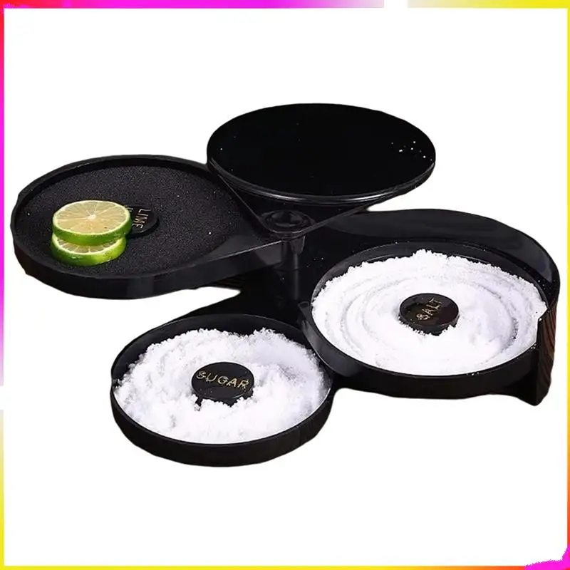 M04K Bar Wine Accessories,3-Layer Rotating Cocktail Seasoning Box, Mixed Salt And Sugar Box, Bar Bartender Mixer Toolbox