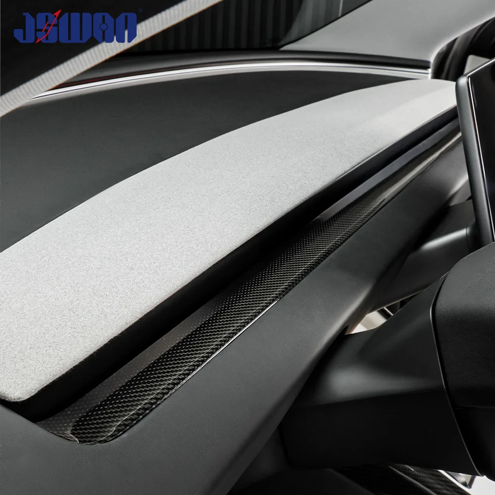 Dashboard Trim Cover Real Carbon Fiber For 2023 Tesla Model 3Interior Upgrade Accessories