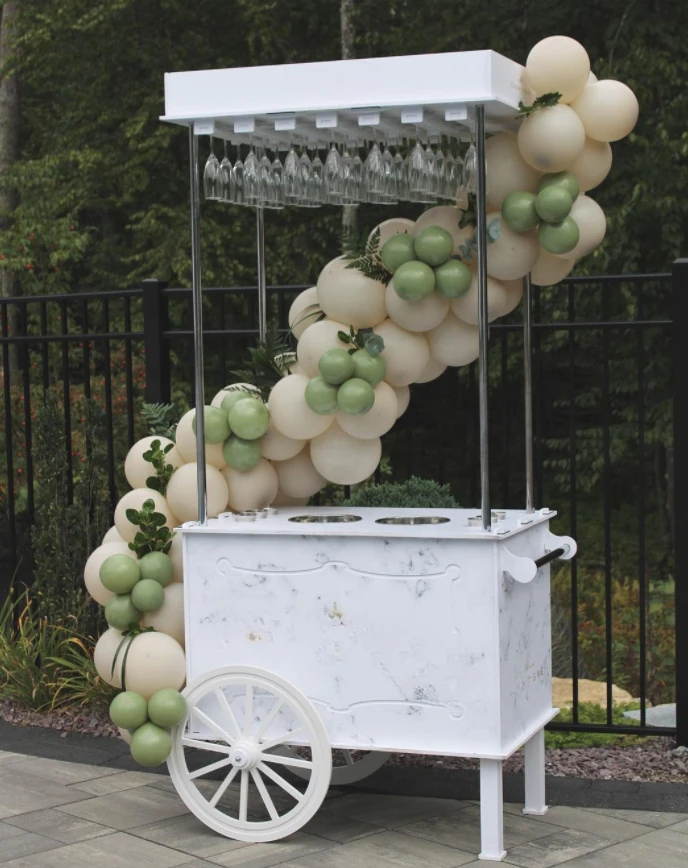 Event PVC  Birthday Champagne Wheel Cart Wedding Decor Champagne Cart for Event Wheels