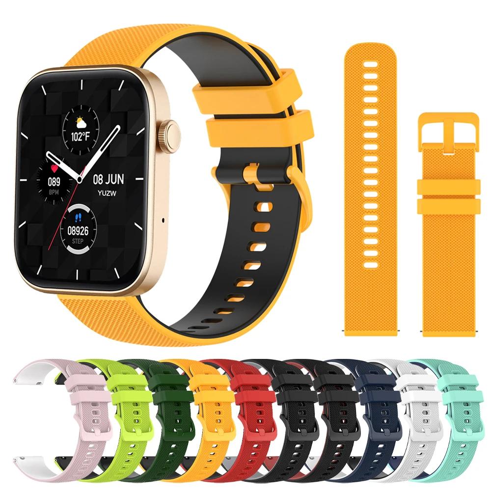 20 22mm Watch Strap For COLMI P71 Band For COLMI M42/C81/C60/C61/I31/P68/P73/P28 Plus Two-Tone Soft Silicone Bracelet Accessorie