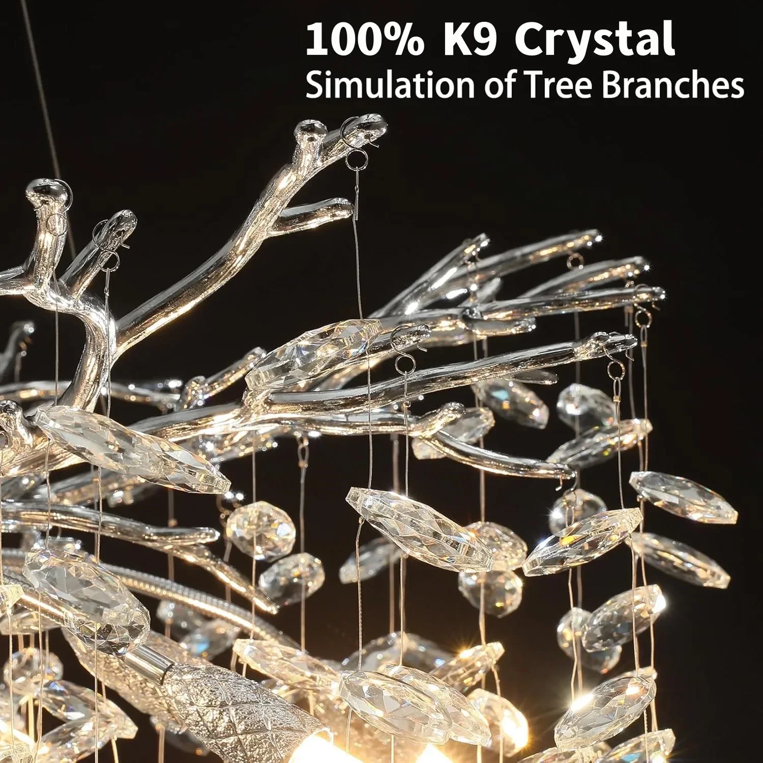 Chrome Crystal Ceiling Chandelier round Branch Lighting for Dining Living Room Bedroom Kitchen - Elegant Chandeliers