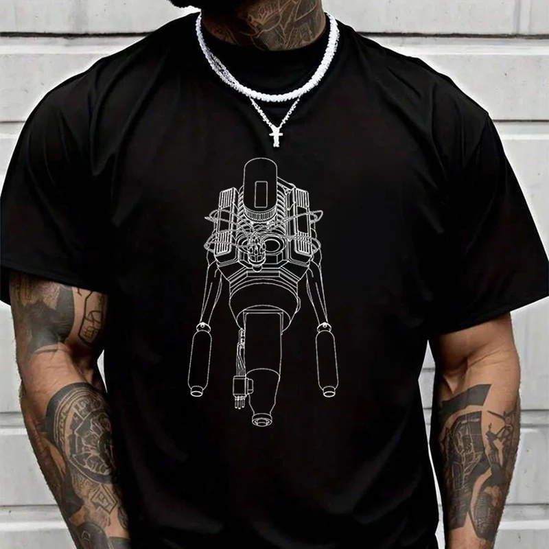 

Zylinder Hubraum Turbo Sch Men's Graphic Print T-Shirt Fashionable Casual Street Style Suitable For Travel And Sports Tee