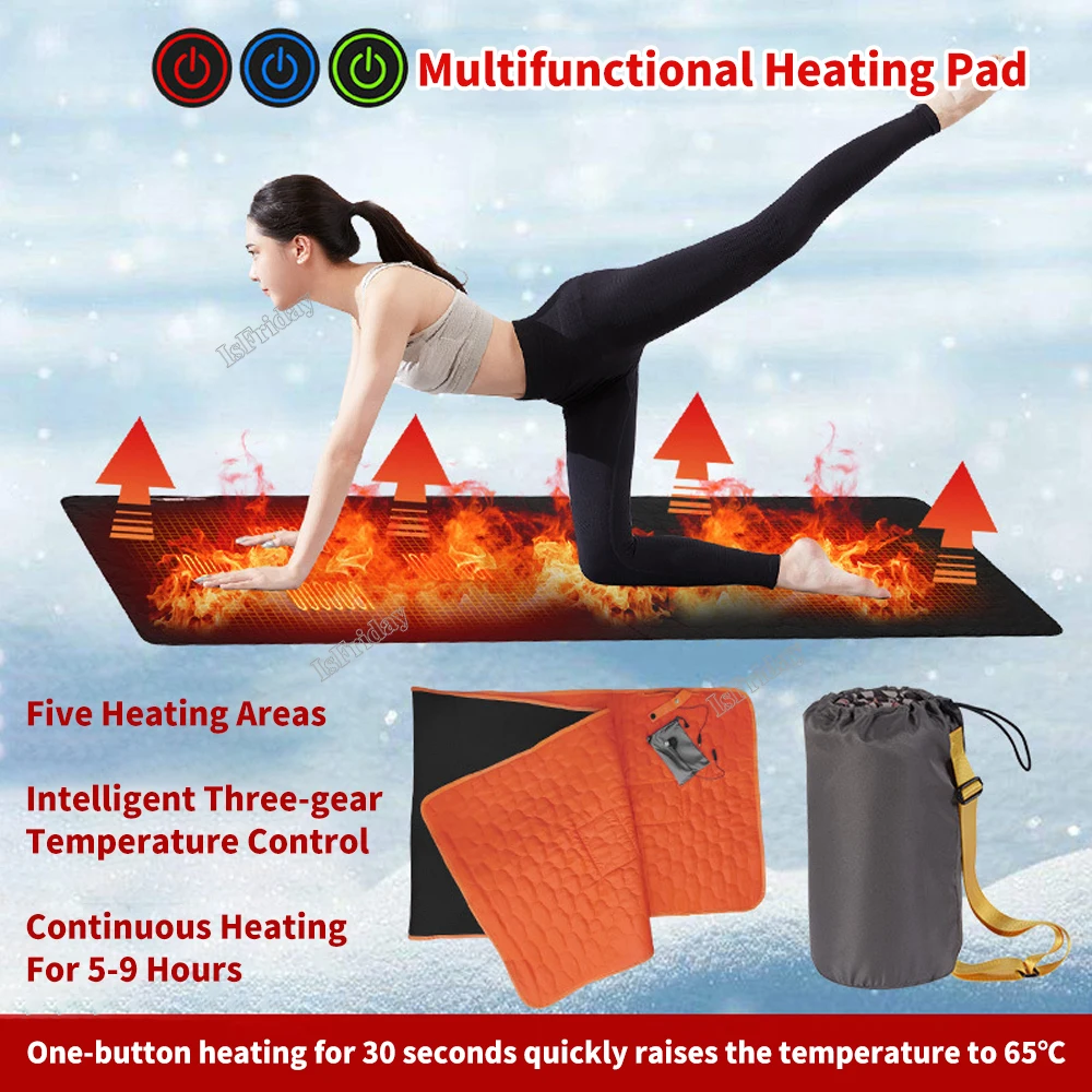 Imagem -03 - Outdoor Usb Heating Dormiring Mat Temperatura Ajustável Almofada Elétrica Aquecida para Barraca de Acampamento 198x61cm Zonas de Aquecimento