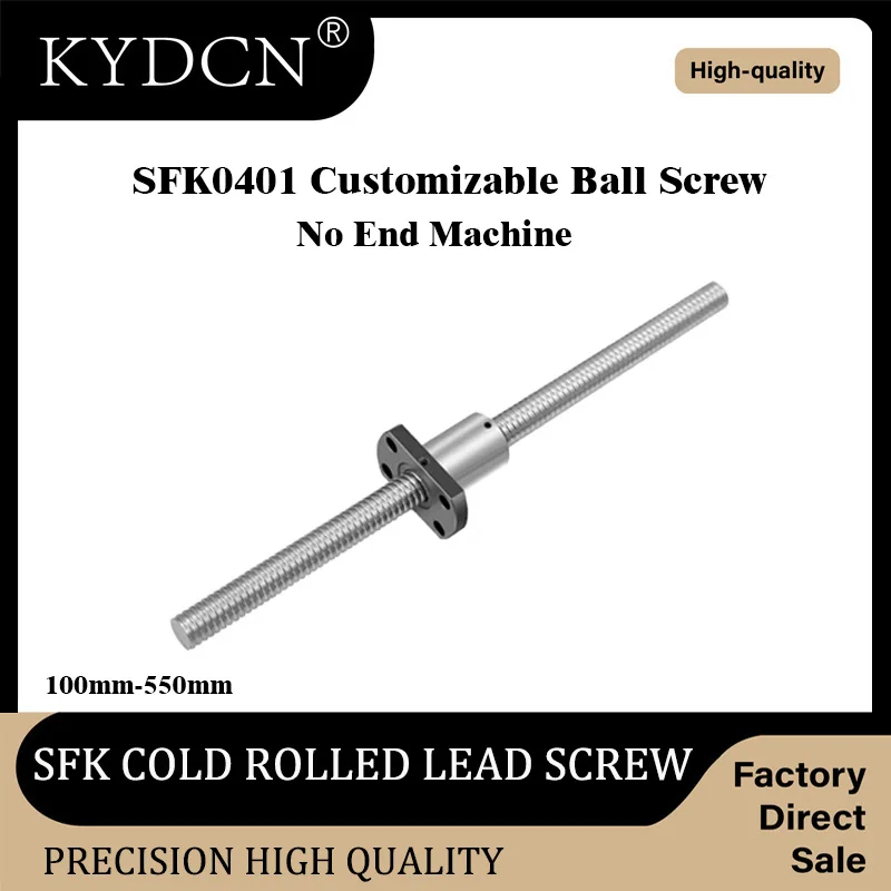 

4mm SFK Miniature Ball Screw SFK0401 with Nut 100mm-550mm Micro Ball Screw for CNC Part 3D DIY Printer End No Machined