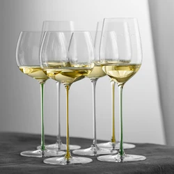 JINYOUJIA Colour Handle Montrachet Chardonnay Wine Glass Handmade Extremely Thin Masterly Craft Perfect Flawless Goblet