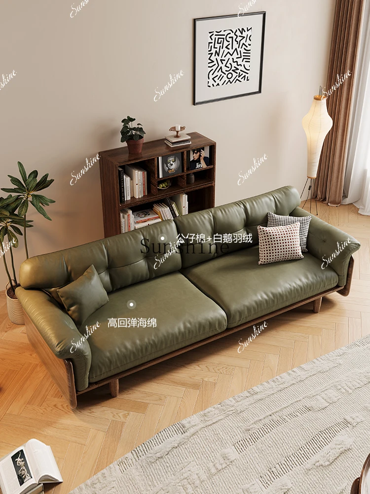 New Chinese modern simple living room small apartment three-person solid wood sofa FT