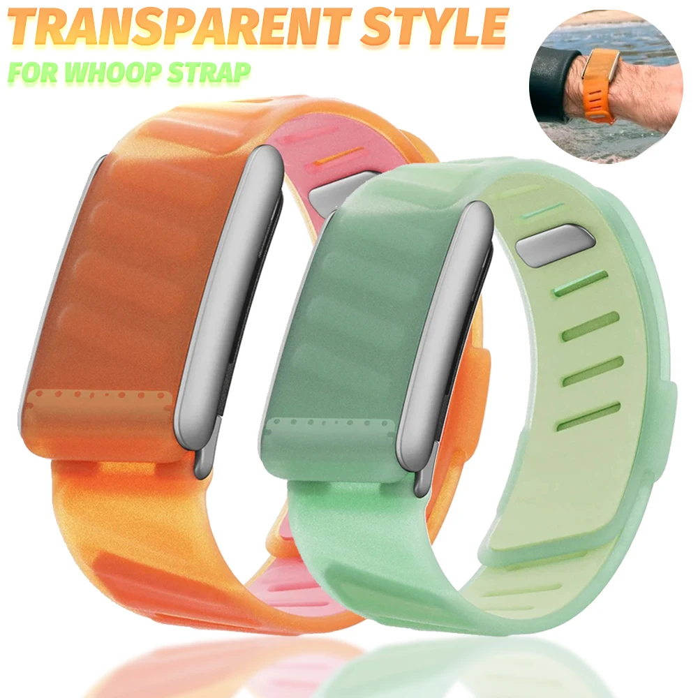 Drenched SportFlex Pack Watch Strap for WHOOP 5.0/5.0 MG Sports Soft Silicone Transparent Style Waterproof Bracelet Wristband