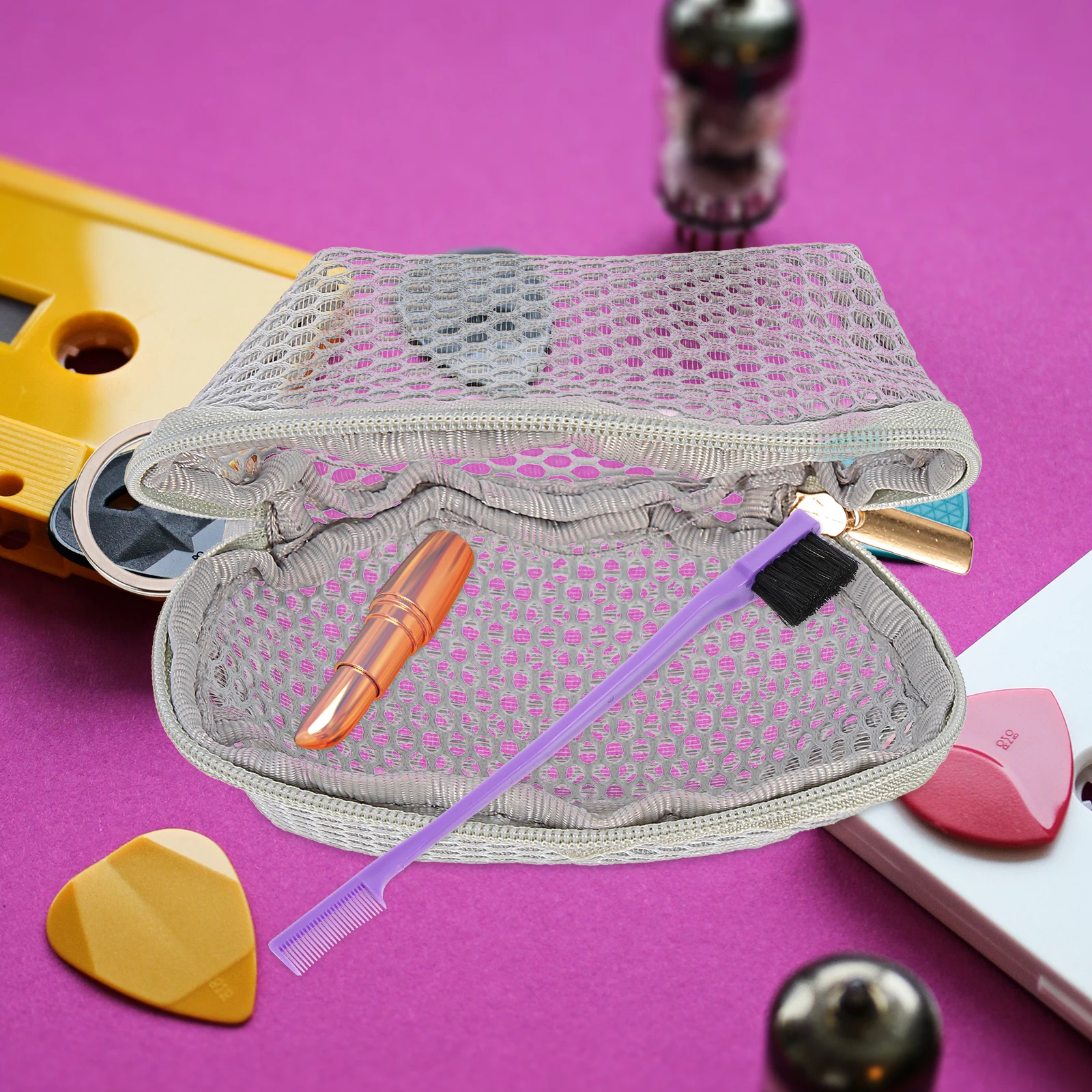 

Portable Mesh Cosmetics Bag Lightweight Travel ganizer Mini Makeup Sponge Case Clear Holder Storage Premium Zipper