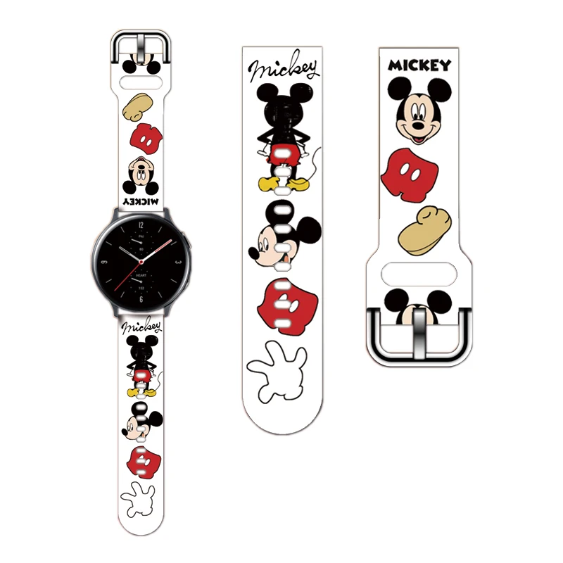 Disney-Mickey e Minnie Pulseira de Silicone para Samsung Galaxy Watch 4, Classic, 46mm, Active 2, Gear S3, Huawei GT 2, 3 Pro Band