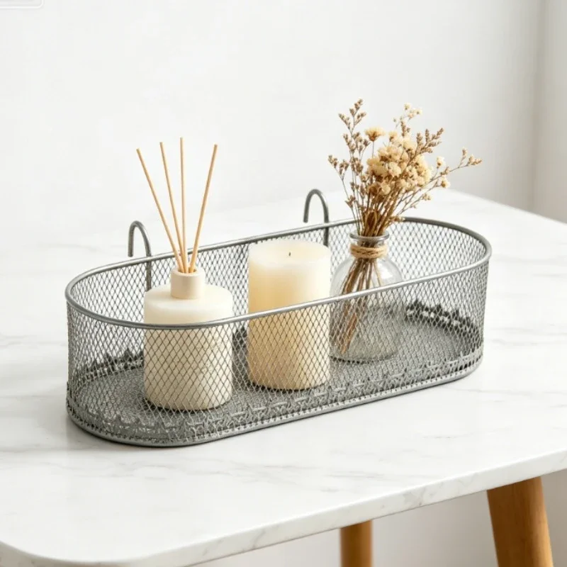 Practical Antiqued Ironwork Storage Box Vintage Wire Woven Wall Hanging Basket Garden Courtyard Horticulture Grocerie Baskets
