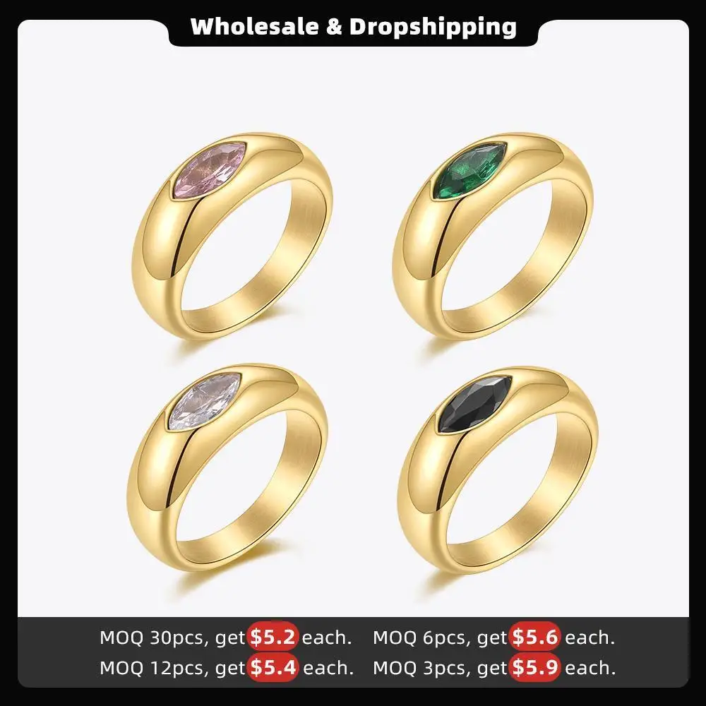 ENFASHION Eye Stainless Steel Rings For Women Gothic Square Zircon Ring Gold Color Fashion Jewelry Party Anillos Mujer R214128