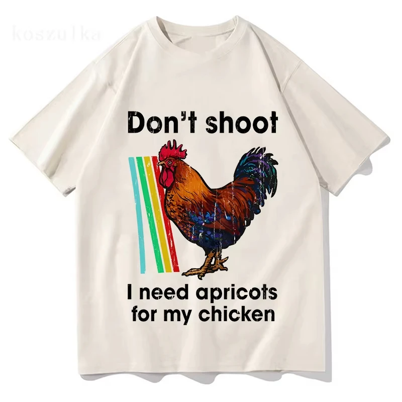 Camiseta Don't Shoot I Need Apricots for My Chicken Arc Raiders Scrappy con gráfico de gallo, de algodón, manga corta y corte holgado