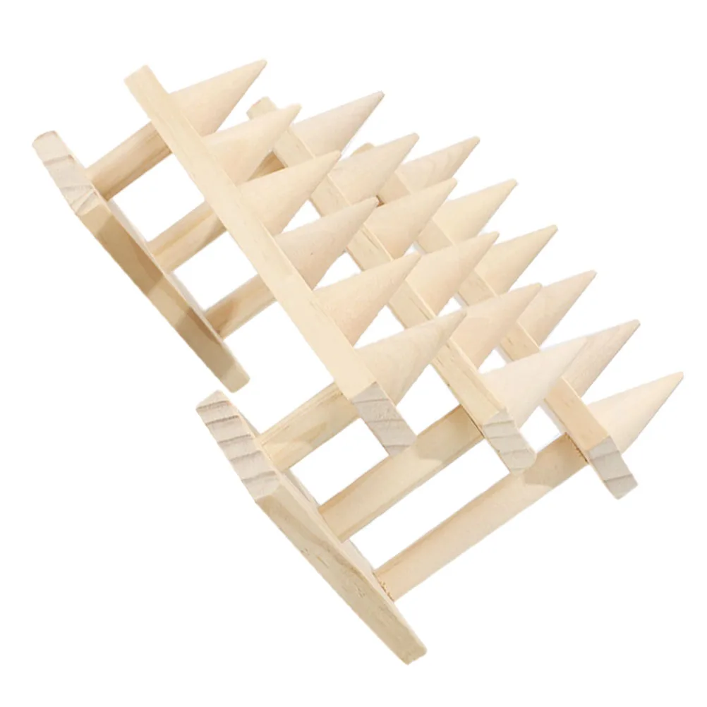 

Wood Ring Display Stand Exquisite Workmanship Cone Shaped Organizer for Rings Jewelry Shop Wood Ring Display Stand