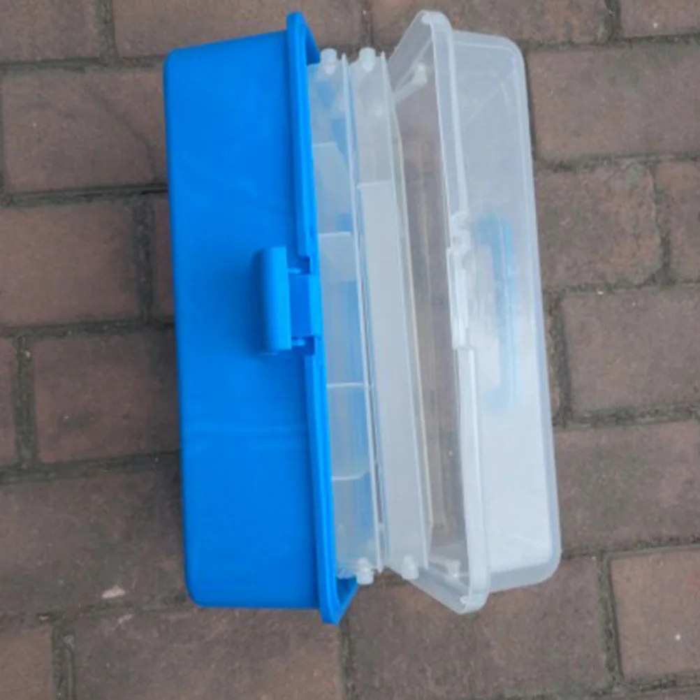 

Plastic Storage Box 3 Layers Blue Multifunction Organizer for Nail Art Decorations Makeup Tools Portable Handle