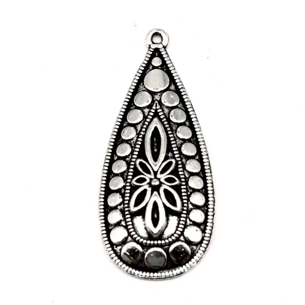 

Flower Piece Charms Jewellery Making Pendants Hobbies And Crafts Materials Diy Jewelry 15x35mm 5pcs Antique Silver Color