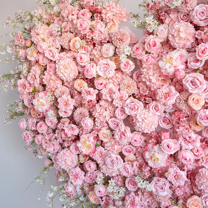 Valentine's Day event wall decoration pink love arrangement, finished product simulation flower fake window activity