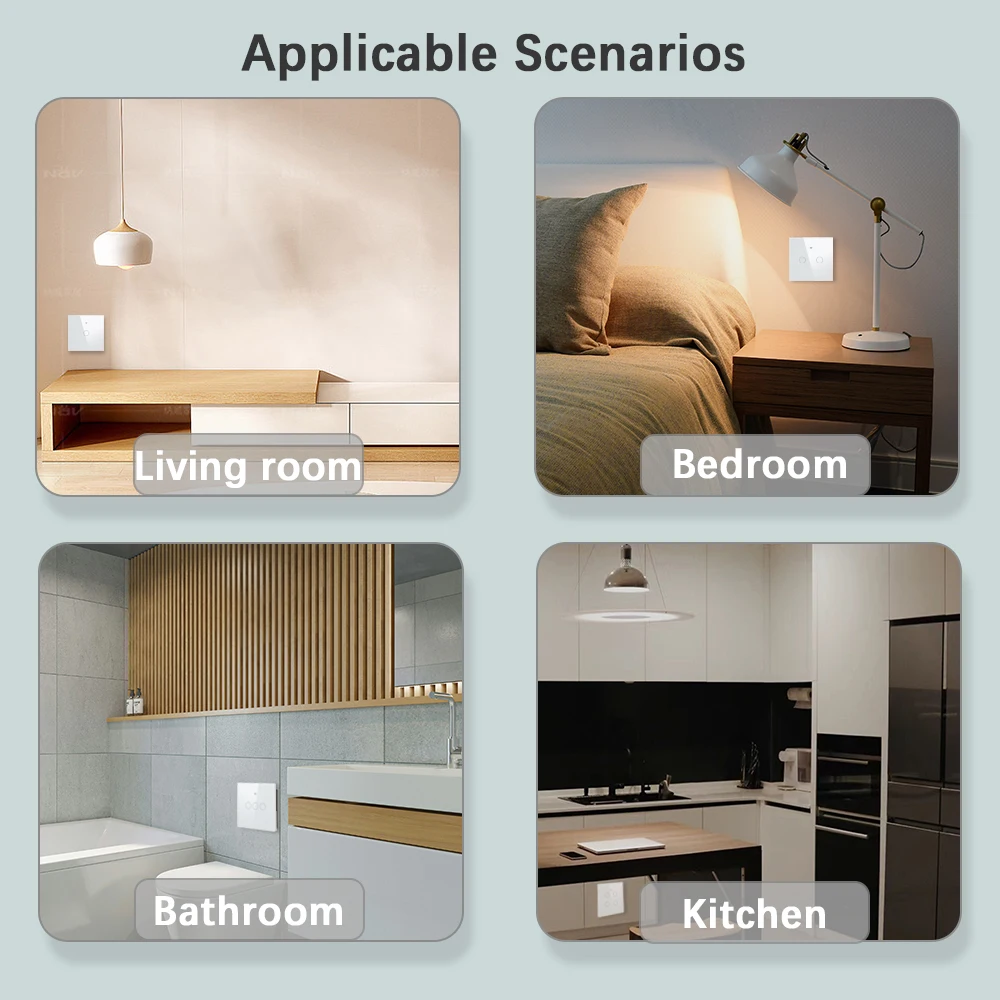 Tuya – interrupteur d'éclairage intelligent Wifi, commande tactile, aucun fil neutre requis, Compatible avec Alexa Google Voice Assistant 1/2/3/4 Ch