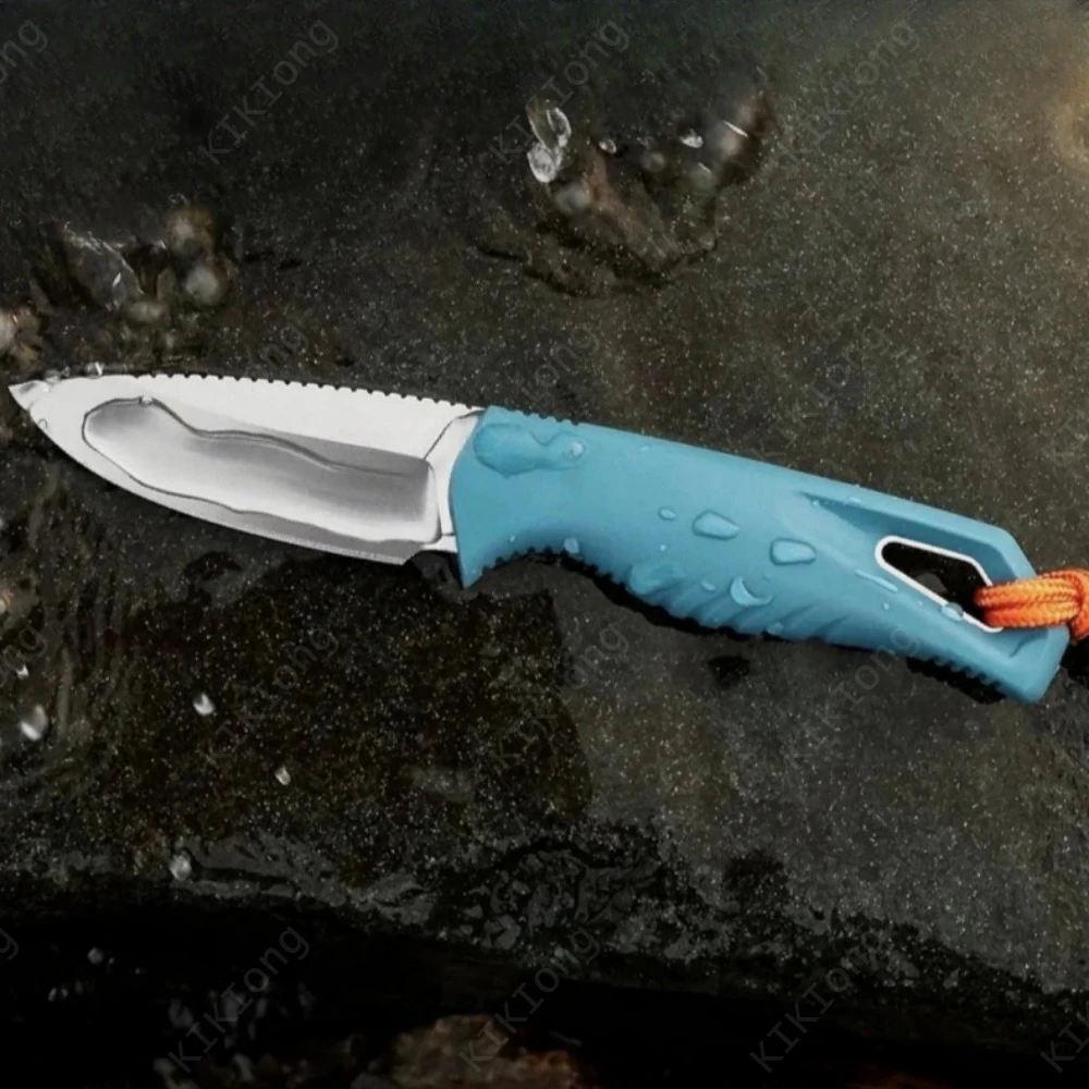 18050 Intersect Fixed Blade Blue Nylon Handle Knife with K Sheath Camping Fishing Tools Outdoor Emergency Straight Knives with Lanyard