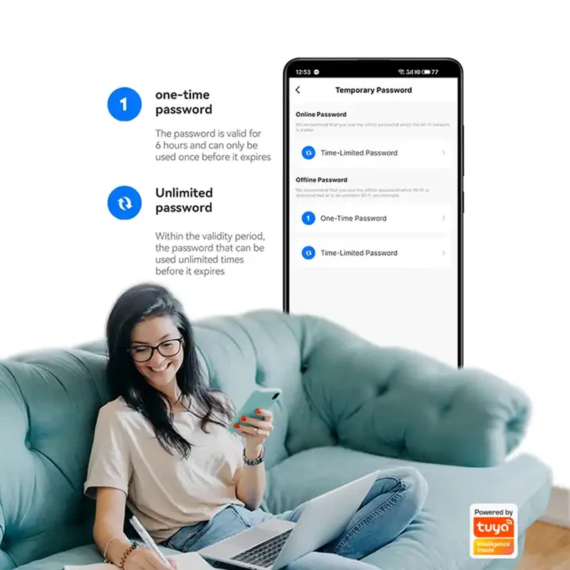Security Apartment Hotel Home Digital Tuya Smart WiFi APP Remote Control Fingerprint Door Lock With Camera
