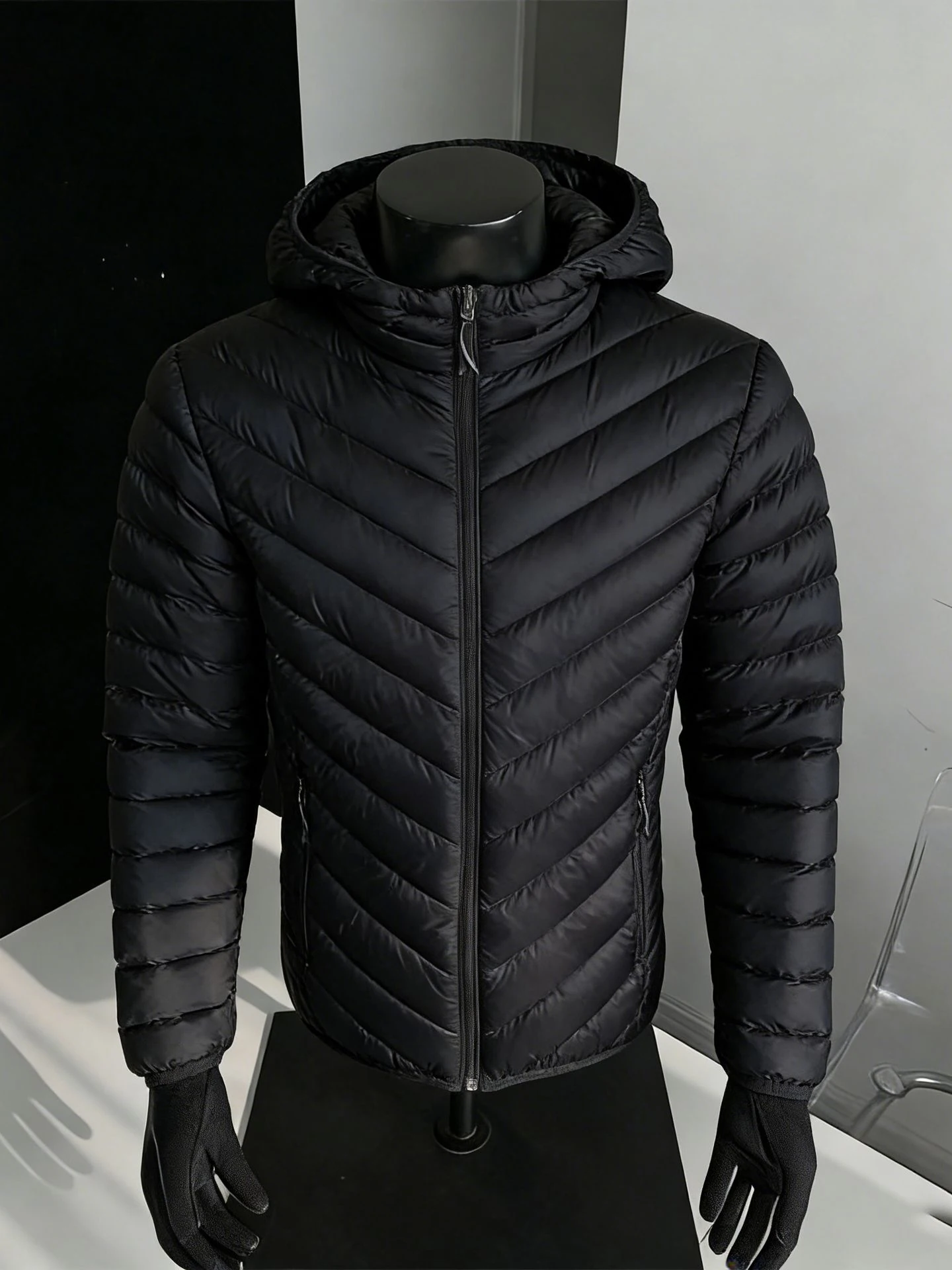 

Bla Men's down Jaet Thin Lightweight Winter Thiened Hooded Cotton Northeast Warm Outerwear Climbing Hiking Polyester Fiber