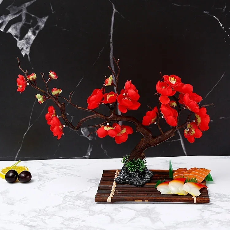 Decorating Flowers plate tray dosh seafood Sushi tool Plants Artistic Conception Decorating Ornament Creative Blossom Peach