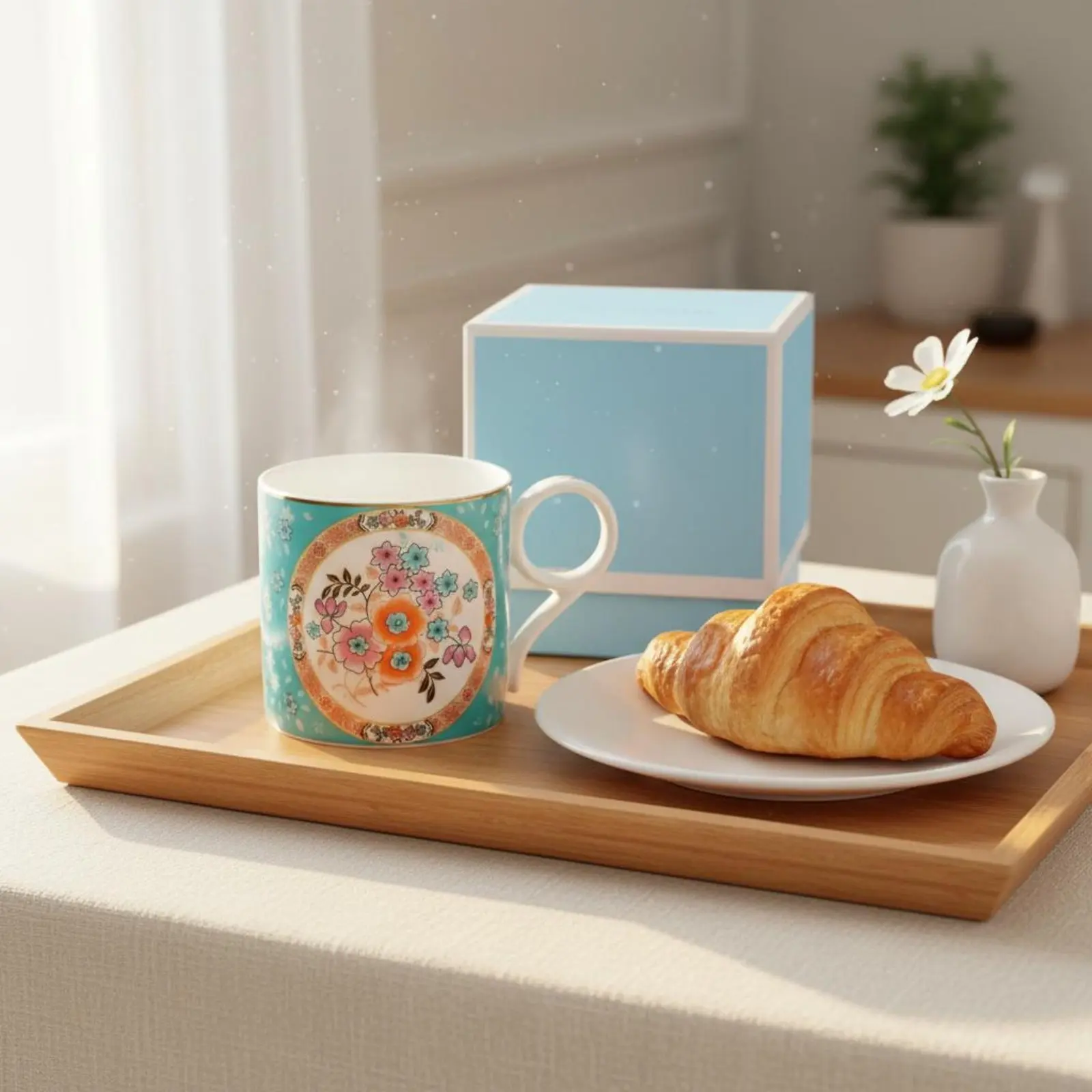 

Bone China Mug Elegant Design Bone China Tea Mug Decorative Coffee Mug Lightweight Floral Coffee Mug Gift Box Included for Women