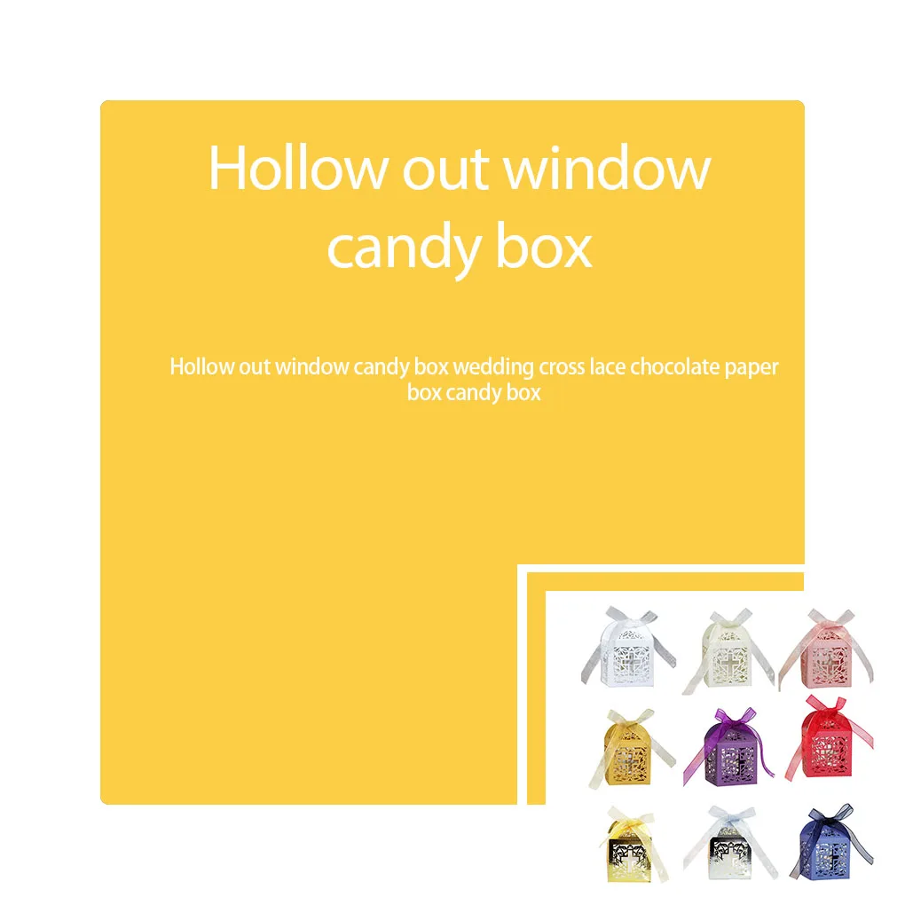 50 Pieces Gift Boxes Candy Chocolate Biscuit Package Holder Paper Wedding Decorative Atmospheres Ribbon Container Pink