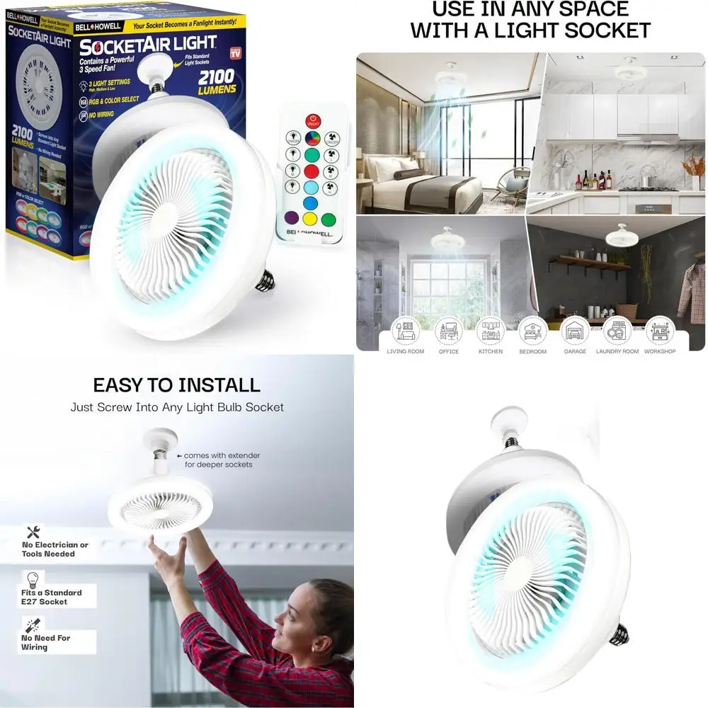 

Беспроводной потолочный вентилятор с подсветкой и пультом ДУ, 110-120В, 2100 люмен, 3 скорости, 3 режима освещения, 6500K, для различных помещений