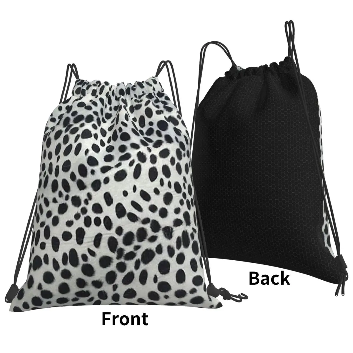 Dalmatian Dog Texture Backpacks Casual Drawstring Bags Shoes Bag Book Bags for Travel Students