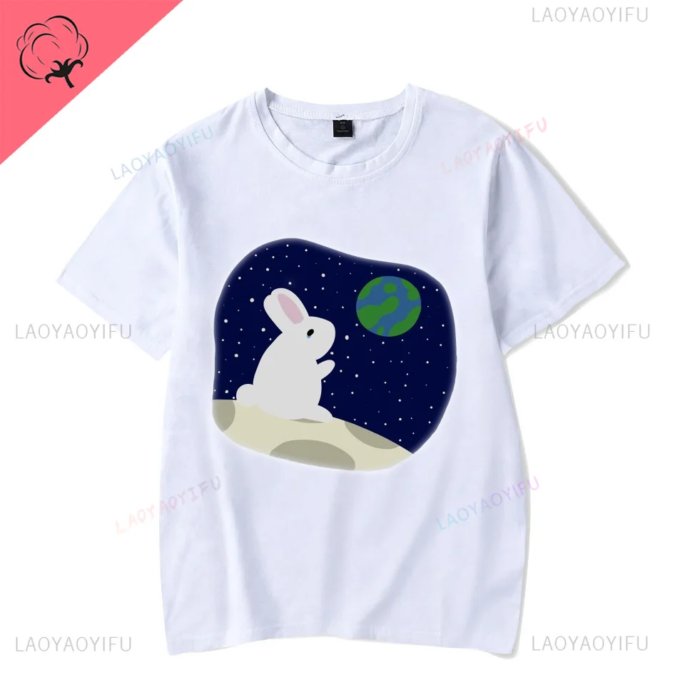 The legend of the rabbit living on the moon fashion street wear fashion casual Harajuku summer men and women universal T-shirt