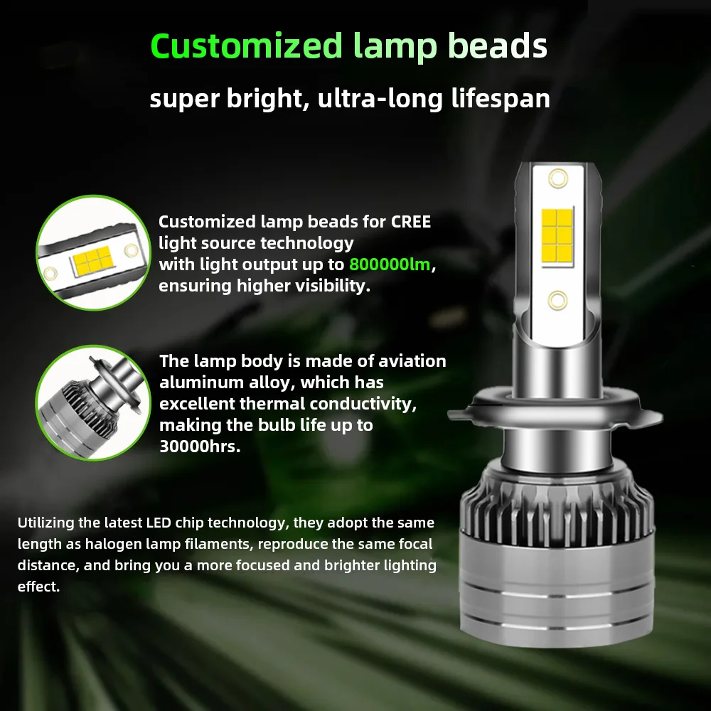 6000K 1000W H4 H7 LED Canbus 800000LM CSP سيارة العلوي H1 H11 LED لمبة 9005 9006 HB3 HB4 9012 HIR2 السيارات الضباب الخفيف 12V h7led #3