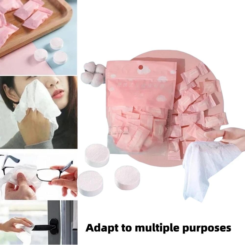 30/50/100PCS Mini Compressed Towels - Portable Face Cleansing Tablets for Travel, Camping, and Personal Hygiene owel