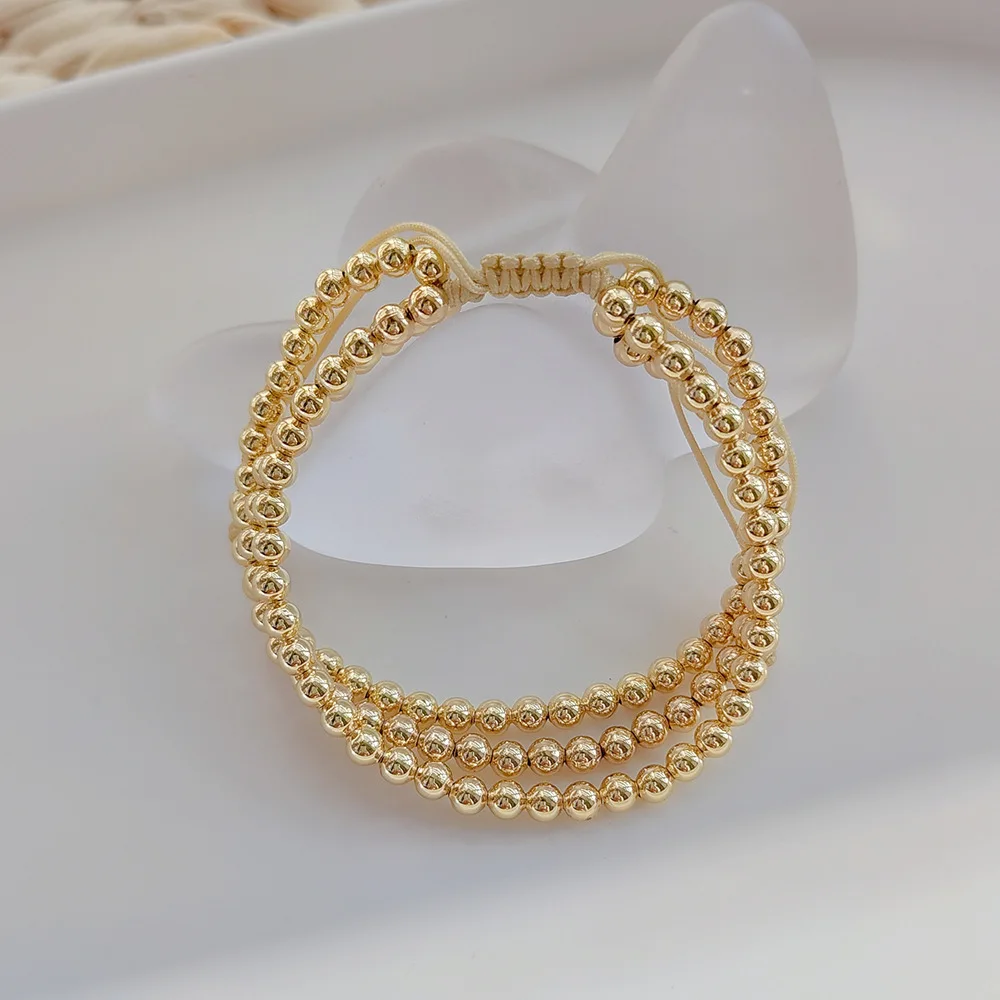KKBEAD Multilayer Bracelets Jewelry for Women Hight Quality Unfade Copper Gold Plated Beads Bracelets Gold Color Pulseras