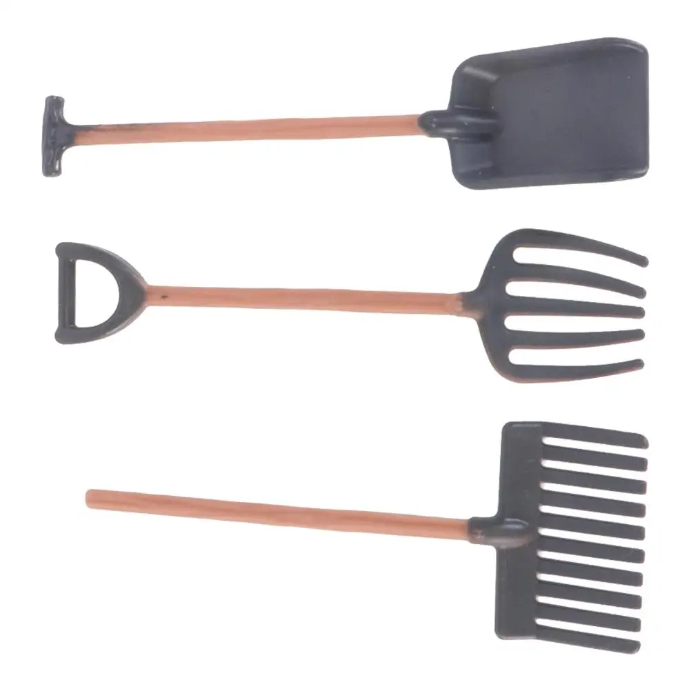 

Mini Farm Tool Set 3Pcs Miniature Spade Rake Shovel Dollhouse Accessories Safe Durable Easy to Use Garden Supplies