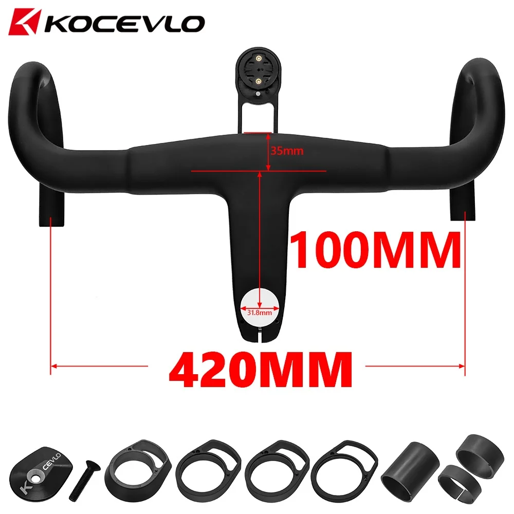 KOCEVLO H11 Carbon Road Stuur Met Stuurpen 28.6/31.8mm Geïntegreerd stuur OD2 Racefiets bar 390/400/420MM