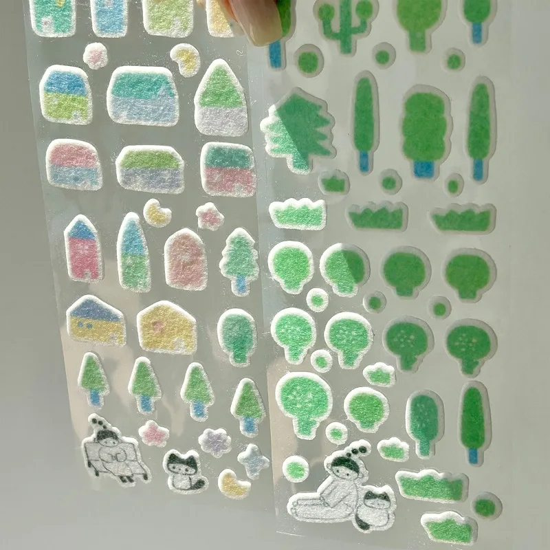 

Милые мультяшные 3D флокированные фетровые наклейки, креативные забавные детские канцелярские принадлежности, наклейка для скрапбукинга, декор для журнала, Kawaii, школьные принадлежности